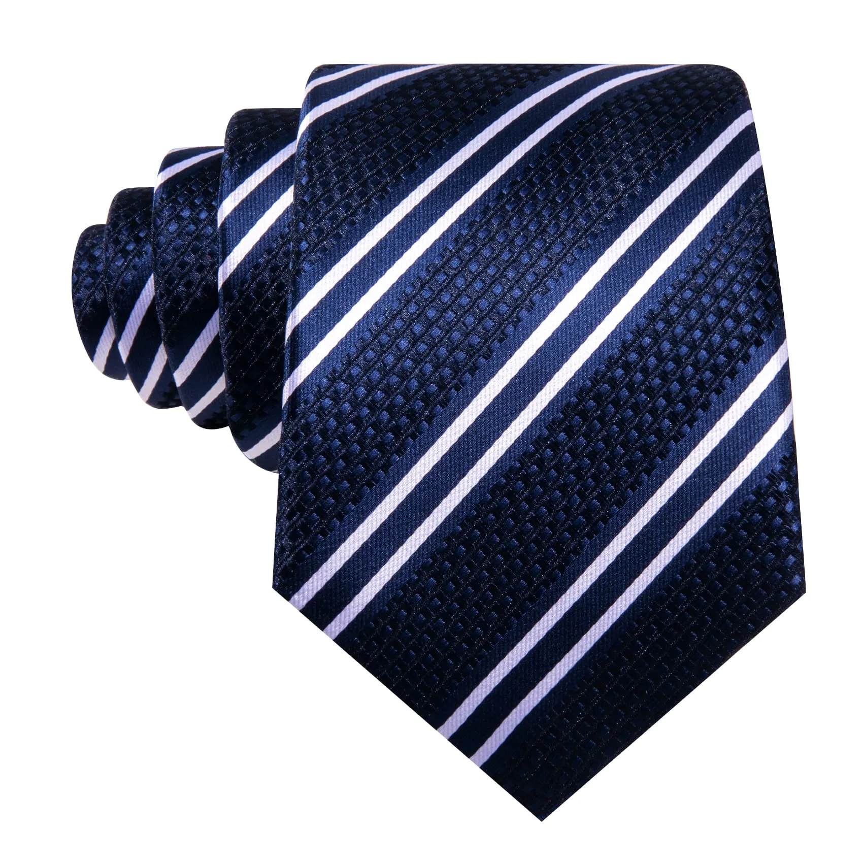Barry. Wang Blue Striped Tie with White Stripes Men's Business Set sold by Barrywang product image thumbnail 4