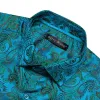 Barry Wang Blue Green Paisley Silk Men's Casual Dress Shirt sold by Barrywang