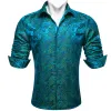 Barry Wang Blue Green Paisley Silk Men's Casual Dress Shirt sold by Barrywang