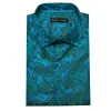 Barry Wang Blue Green Paisley Silk Men's Casual Dress Shirt sold by Barrywang