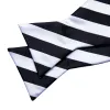 Barry Wang Men Black White Stripe Self Tie Bow Tie Hanky Cufflinks Set sold by Barrywang