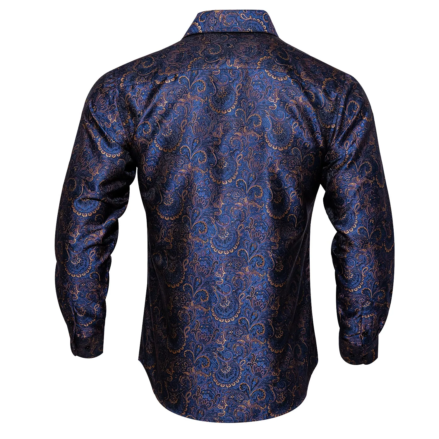 Barry.wang Luxury Blue Golden Floral Shirt sold by Barrywang product image thumbnail 4