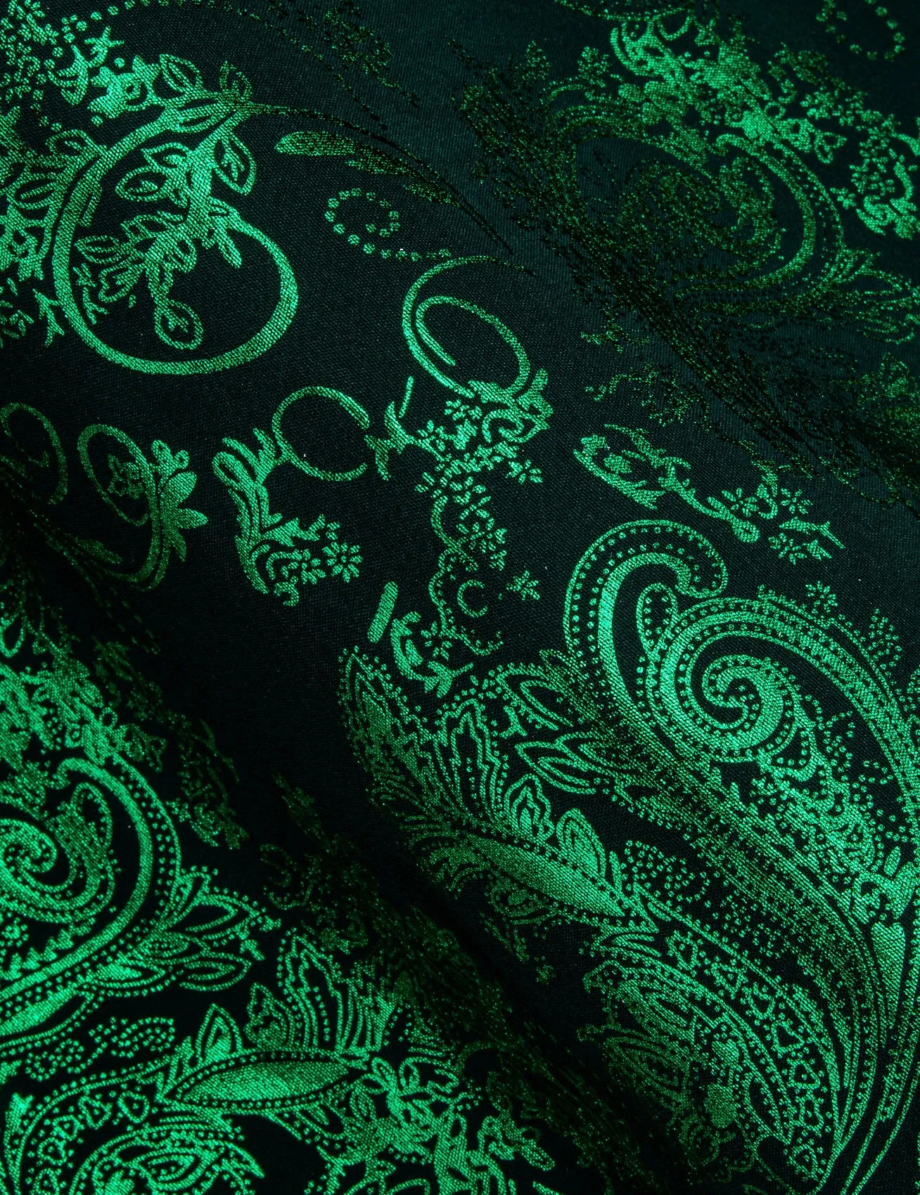 Barry.wang Men's Shirt Silk Emerald Green Bronzing Floral Jacquard Shirt sold by Barrywang product image thumbnail 5