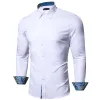 Barry.wang Formal White Blue Splicing Men's Business Shirt sold by Barrywang