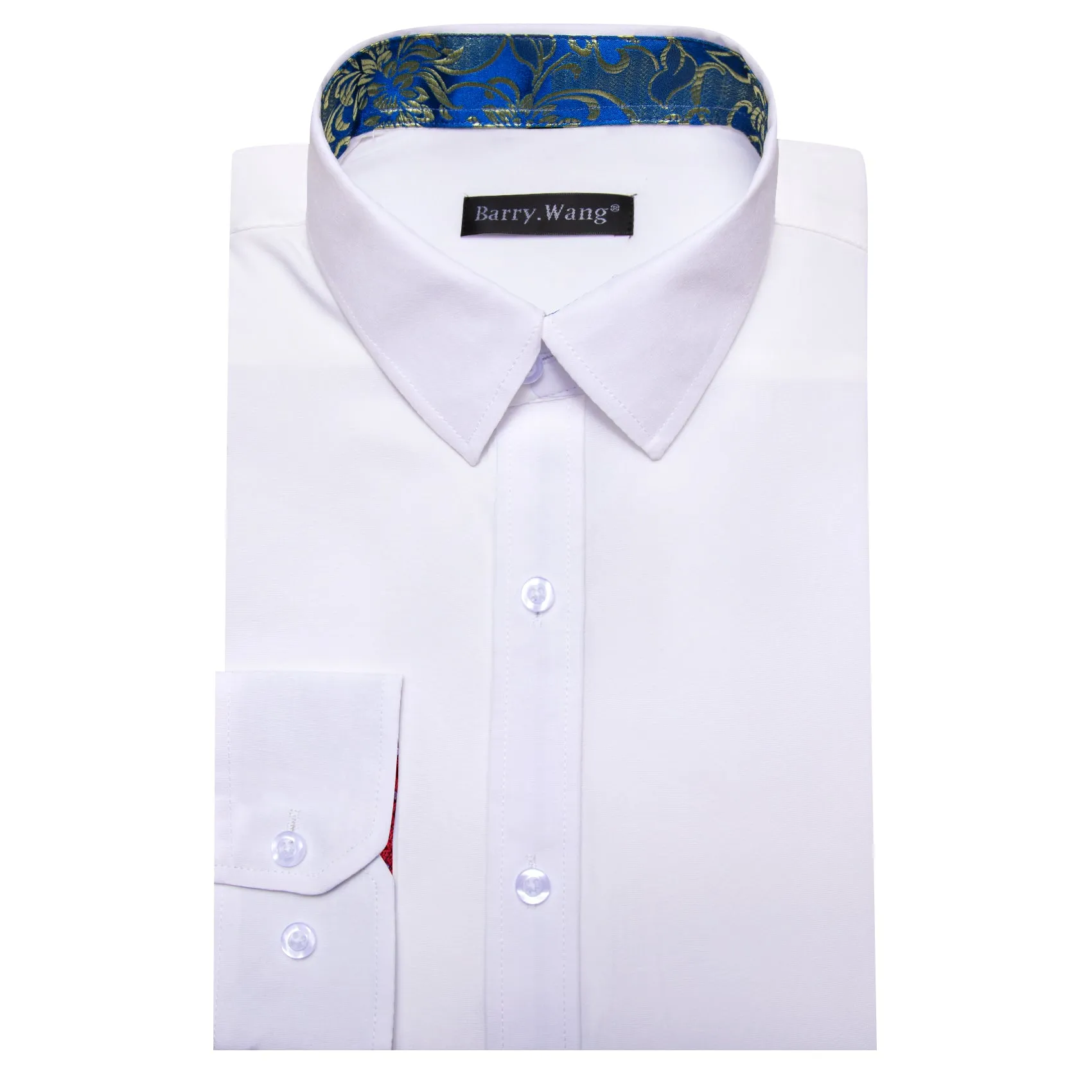 Barry. Wang Formal White Blue Splicing Men's Business Shirt sold by Barrywang product image thumbnail 4