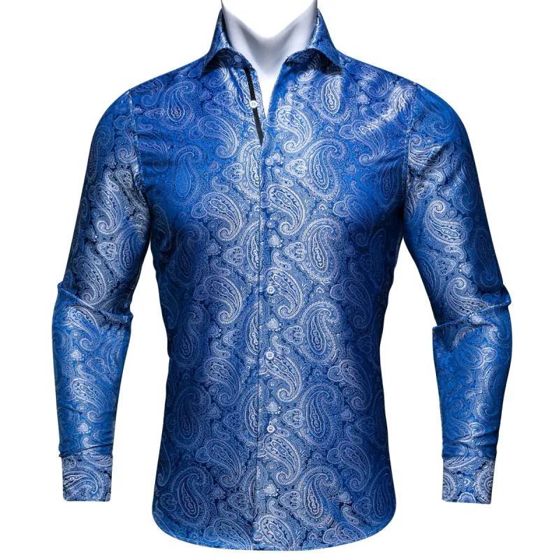 Barry.wang Blue Floral Silk Shirt sold by Barrywang