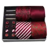 4pcs Barry. Wang Silk Red Men Wedding Necktie Pocket Square Gift Box Set sold by Barrywang