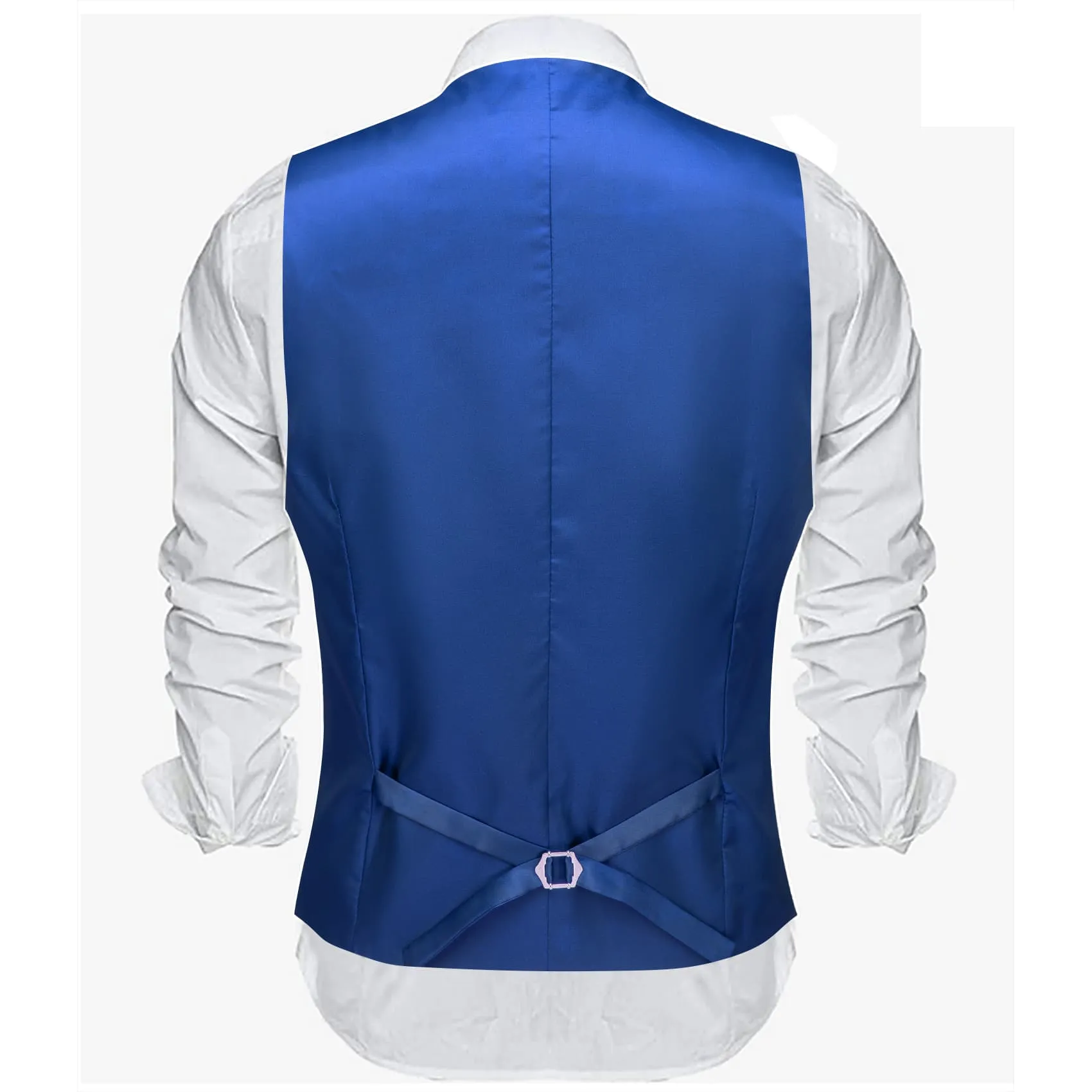 Barry. Wang Wedding Vest Solid Medium Blue Mens Button V-Neck Waistcoat sold by Barrywang product image thumbnail 5
