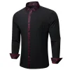 Barry.wang Black Burgundy Splicing Men's Business Shirt sold by Barrywang