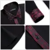 Barry.wang Black Burgundy Splicing Men's Business Shirt sold by Barrywang