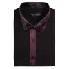 Barry.wang Black Burgundy Splicing Men's Business Shirt sold by Barrywang