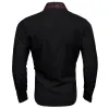 Barry.wang Black Burgundy Splicing Men's Business Shirt sold by Barrywang