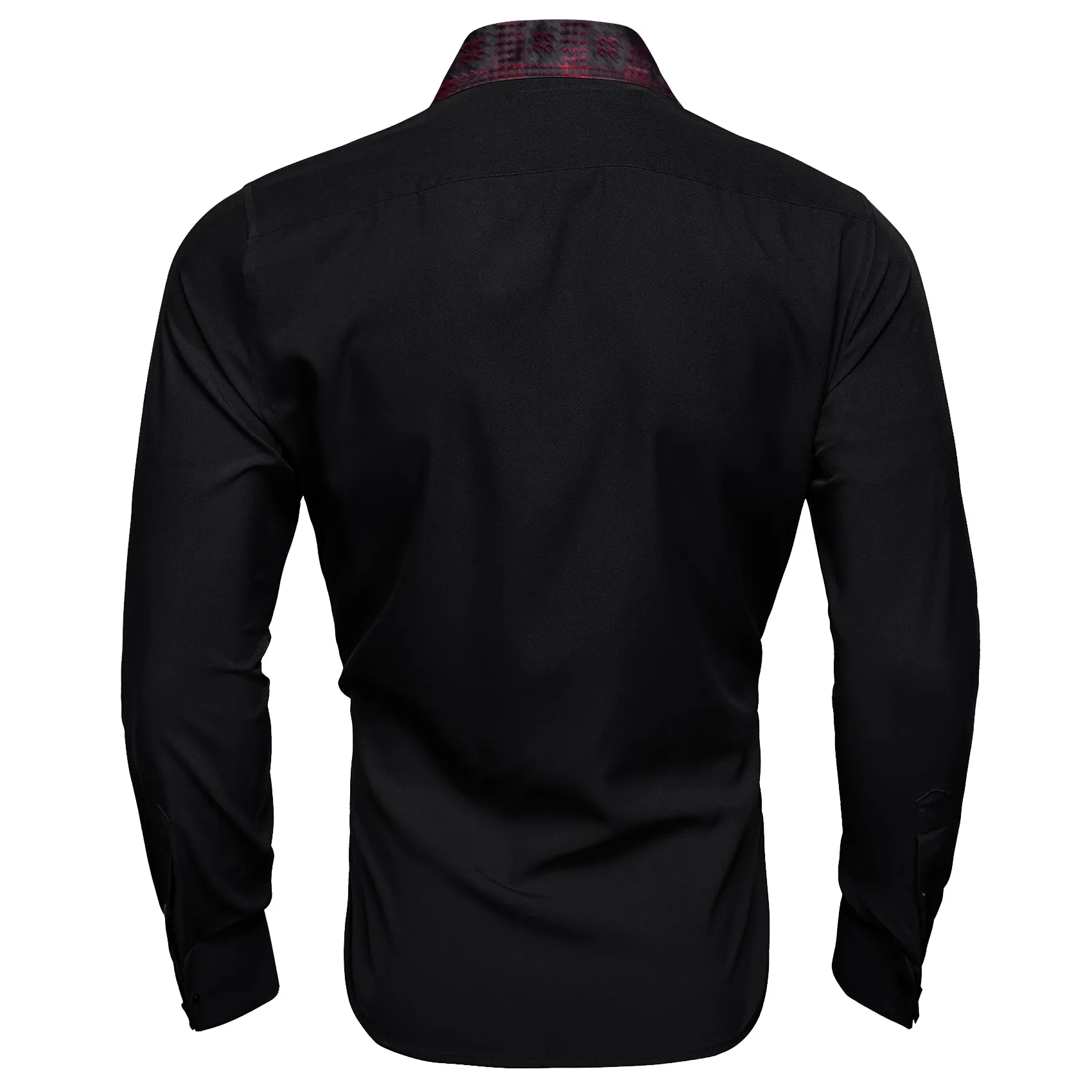 Barry.wang Black Burgundy Splicing Men's Business Shirt sold by Barrywang product image thumbnail 5