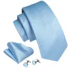 Barry. Wang Light Cornflower Blue Tie Solid Necktie Hanky Cufflinks Set sold by Barrywang