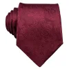 Barry Wang Solid Necktie Burgundy Paisley Silk Tie Hanky Cufflinks Set sold by Barrywang