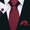 Barry Wang Solid Necktie Burgundy Paisley Silk Tie Hanky Cufflinks Set sold by Barrywang