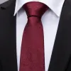 Barry Wang Solid Necktie Burgundy Paisley Silk Tie Hanky Cufflinks Set sold by Barrywang
