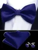 Cobalt Blue Solid Silk Pre Tied Bow Tie Hanky Cufflinks Set sold by Barrywang