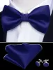 Cobalt Blue Solid Silk Pre Tied Bow Tie Hanky Cufflinks Set sold by Barrywang