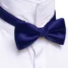 Cobalt Blue Solid Silk Pre Tied Bow Tie Hanky Cufflinks Set sold by Barrywang
