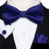 Cobalt Blue Solid Silk Pre Tied Bow Tie Hanky Cufflinks Set sold by Barrywang