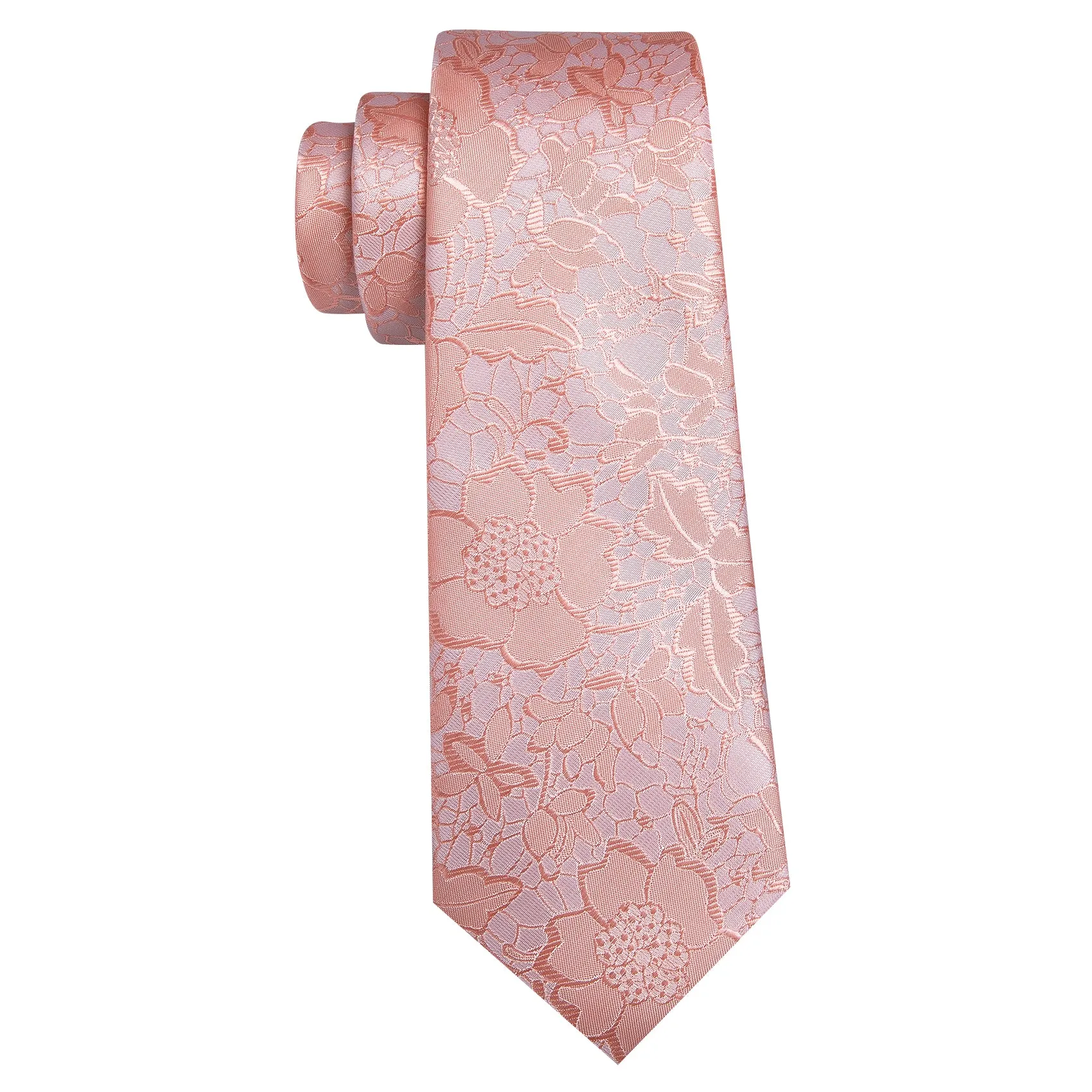 Barry. Wang Baby Pink Floral Silk Necktie Handkerchief Cufflinks Set sold by Barrywang product image thumbnail 5