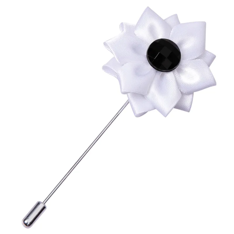 Barry Wang Wedding Brooch for Mens Suit Novelty White Floral Lapel Pin sold by Barrywang