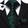 Barry Wang Green Black Paisley Silk 63 Inches Extra Long Tie Pocket Square Cufflinks Set sold by Barrywang