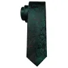 Barry Wang Green Black Paisley Silk 63 Inches Extra Long Tie Pocket Square Cufflinks Set sold by Barrywang