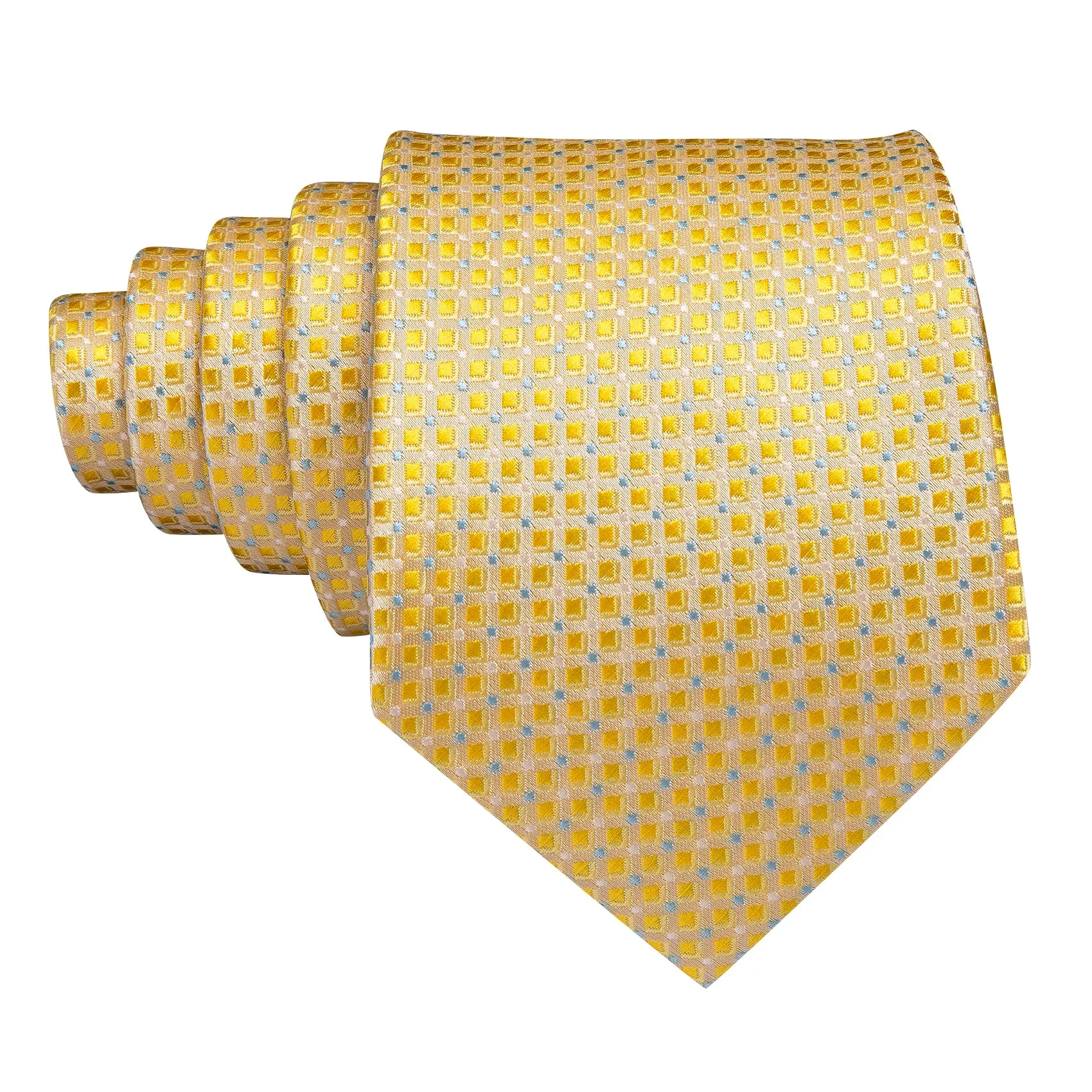 Barry. Wang Novelty Gold Plaid Silk Necktie Handkerchief Cufflinks Set sold by Barrywang product image thumbnail 4