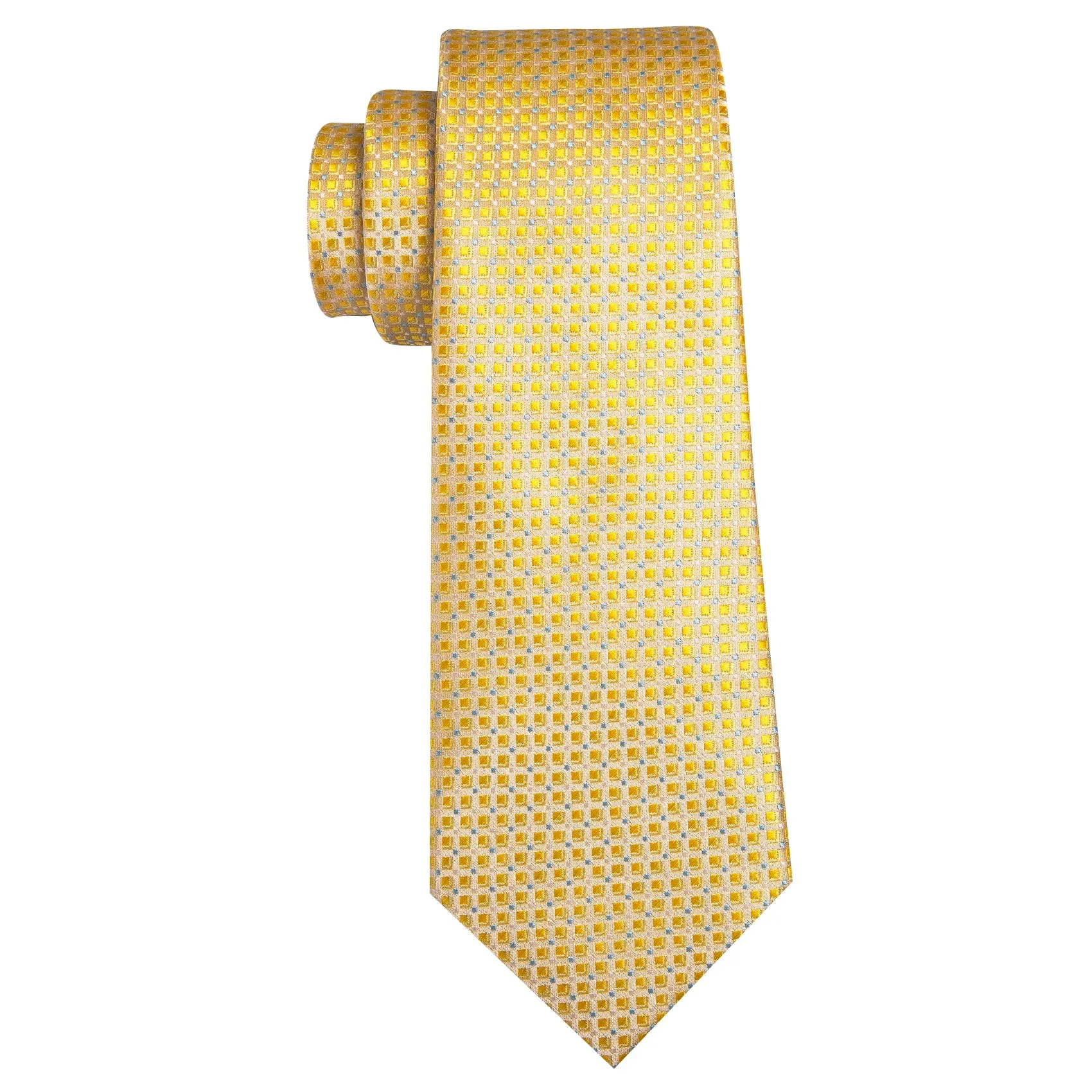 Barry. Wang Novelty Gold Plaid Silk Necktie Handkerchief Cufflinks Set sold by Barrywang product image thumbnail 5