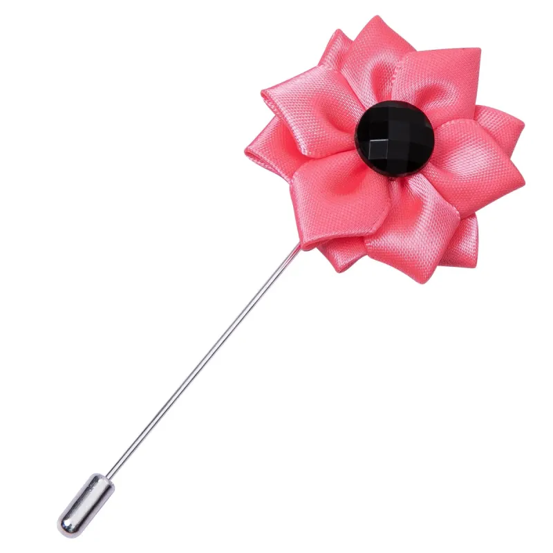Barry Wang Accessories Novelty Pink Floral Lapel Pin Men's Brooch sold by Barrywang