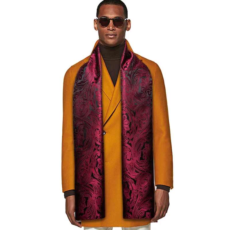 Barry Wang Silk scarf Luxury Red Black Floral Scarf sold by Barrywang