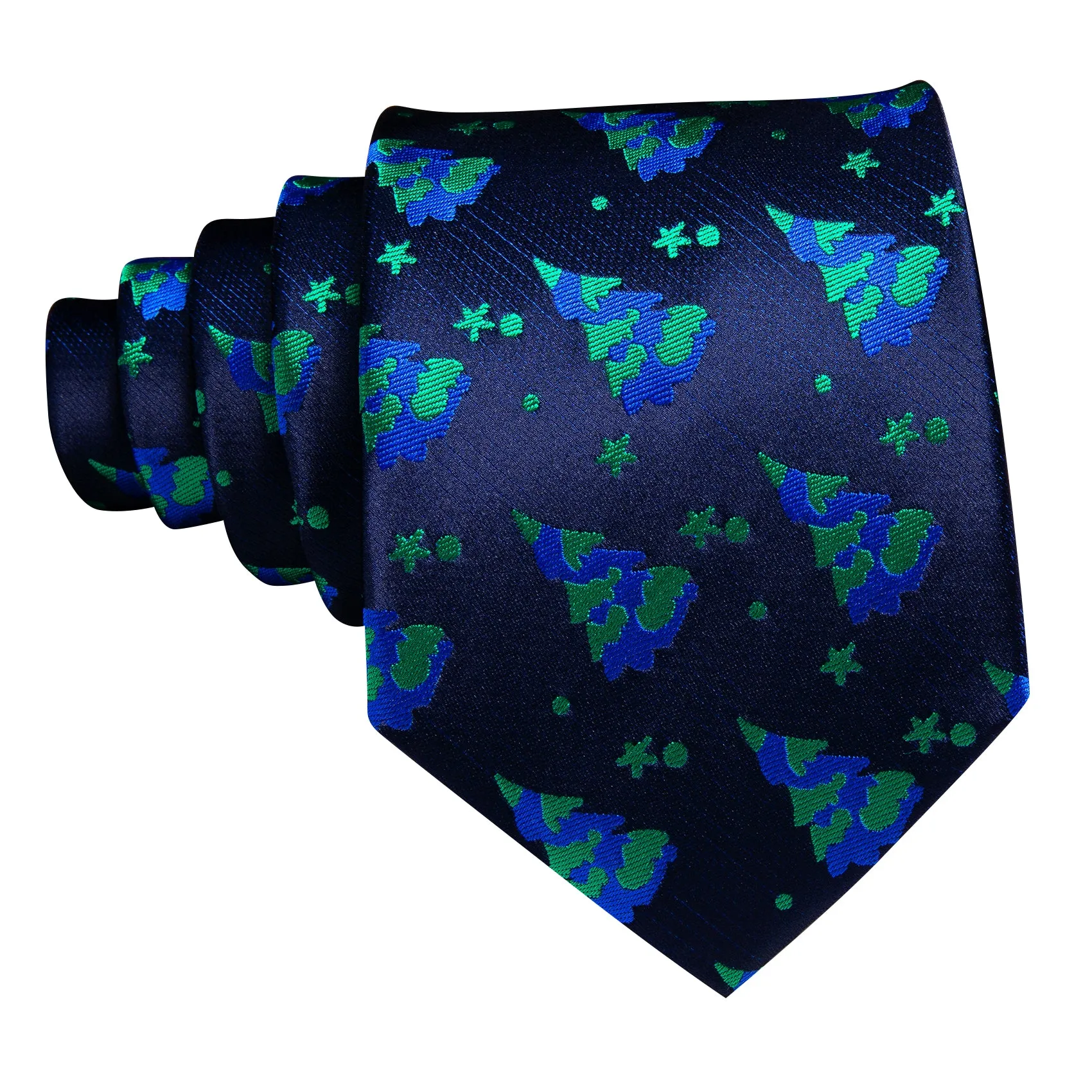 Barry. Wang Tie Blue Green Christmas Tree Men's Necktie Set sold by Barrywang product image thumbnail 3
