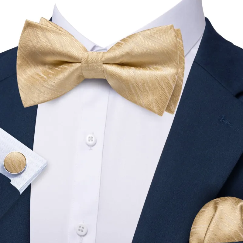 Barry. Wang Tan Necktie Silk Pre-Tied Mens Bow Tie Hanky Cufflinks Set sold by Barrywang