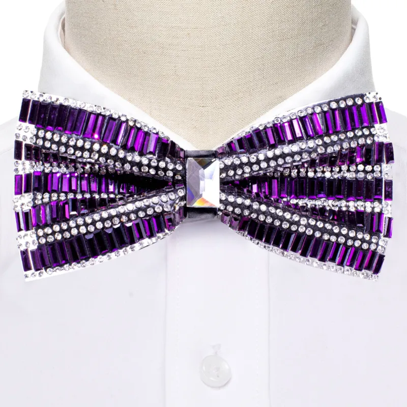 Shining Purple Rhinestones Pre-tied Bowties Fashion For Wedding Party sold by Barrywang