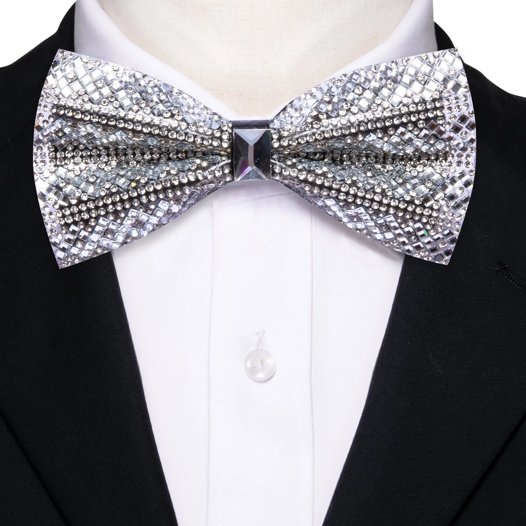 Barry. Wang Shining White Rhinestones Pre-tied Bowties Fashion For Wedding Party sold by Barrywang product image thumbnail 3