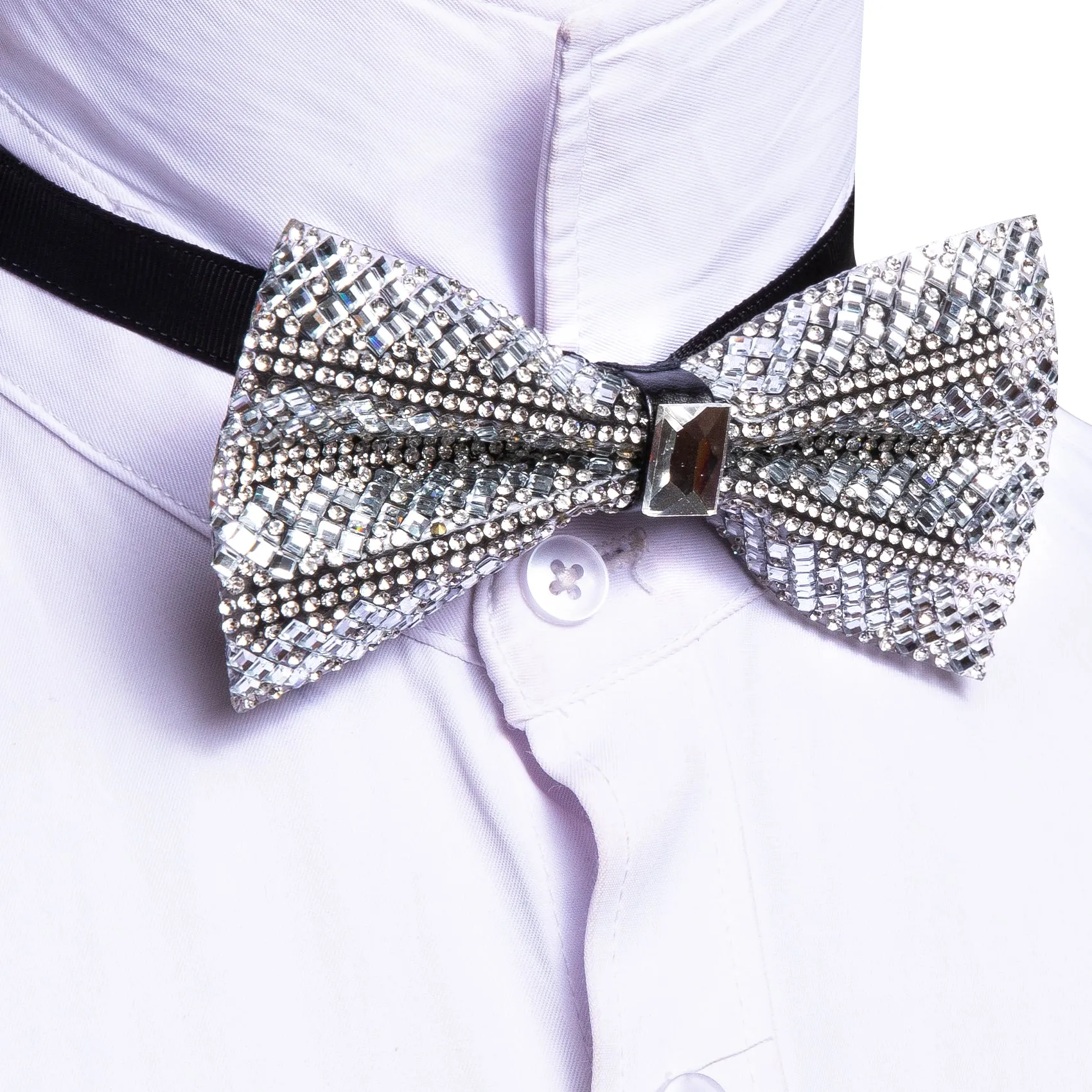 Barry. Wang Shining White Rhinestones Pre-tied Bowties Fashion For Wedding Party sold by Barrywang product image thumbnail 4