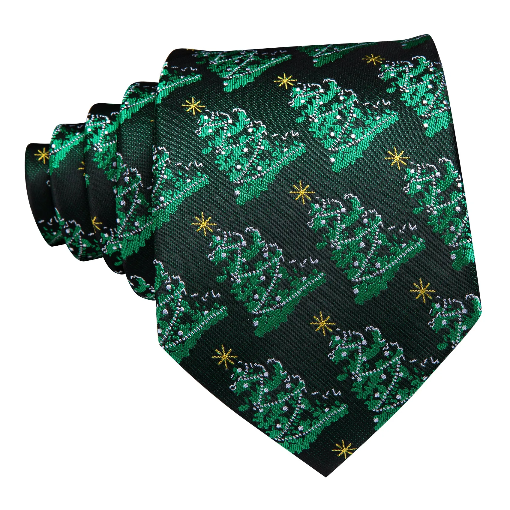 Barry Wang Christmas Tree Green Floral Silk Tie Handkerchief Cufflinks Set sold by Barrywang product image thumbnail 3