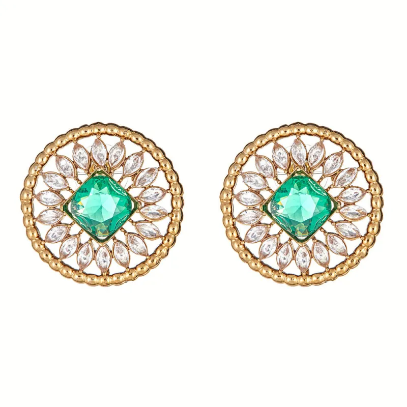Neema Stud Earrings in Emerald sold by Blossom Box Jewelry