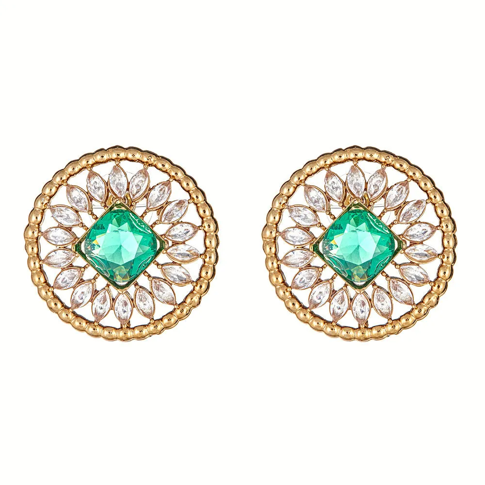 Neema Stud Earrings in Emerald sold by Blossom Box Jewelry