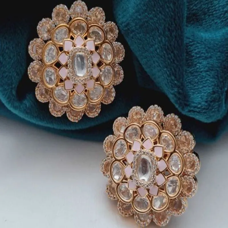 NAIRA KUNDAN STUDS IN PINK sold by Blossom Box Jewelry