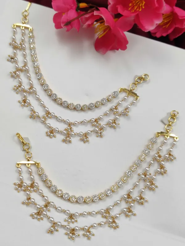 Pearl Layered AD Kaan Chain sold by Blossom Box Jewelry