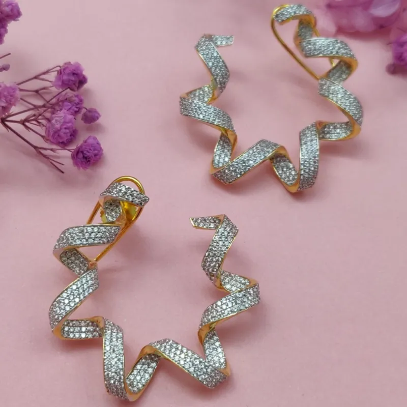 Friya American Diamond Swirl Earrings sold by Blossom Box Jewelry