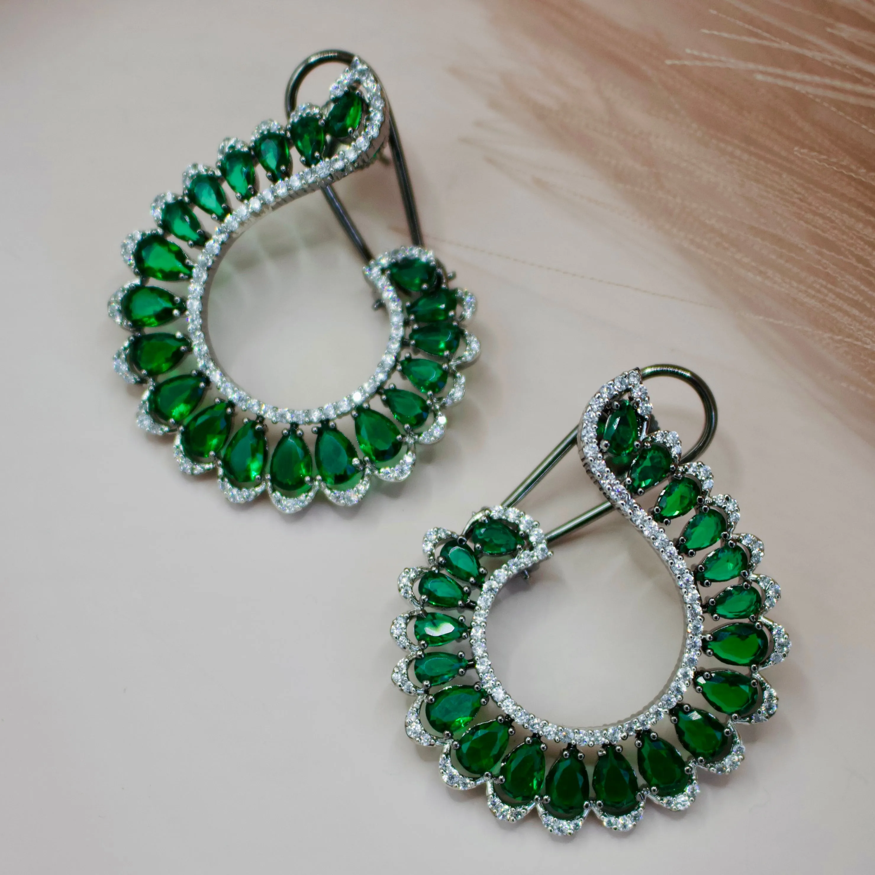 Ari Emerald Statement Earrings sold by Blossom Box Jewelry product image thumbnail 2