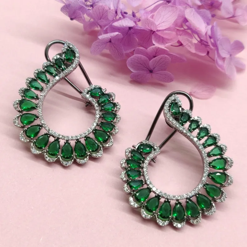 Ari Emerald Statement Earrings sold by Blossom Box Jewelry