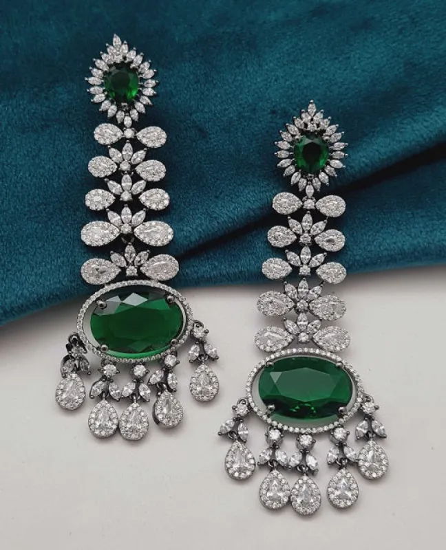 QIYARA ELEGANCE AD EARRINGS IN EMERALD sold by Blossom Box Jewelry