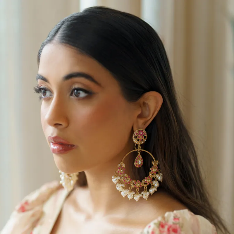 Aaira Ruby Pearl Earrings sold by Blossom Box Jewelry