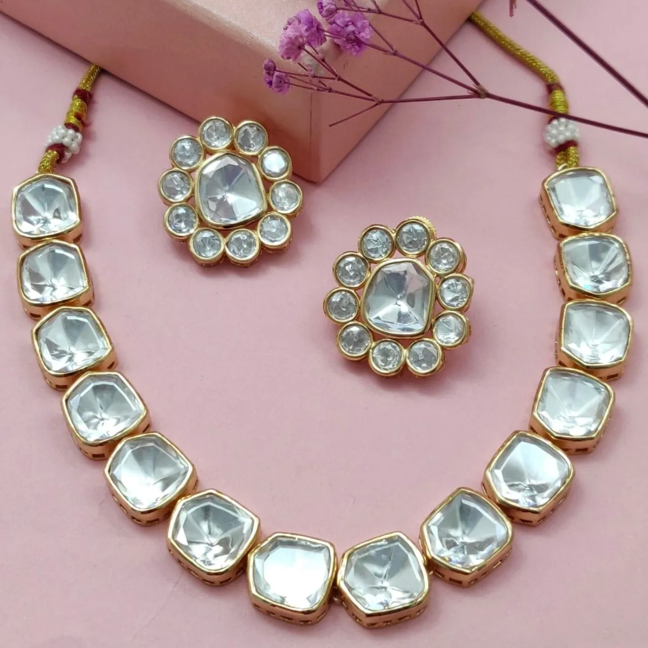 FARIDA NECKLACE SET IN GOLD sold by Blossom Box Jewelry