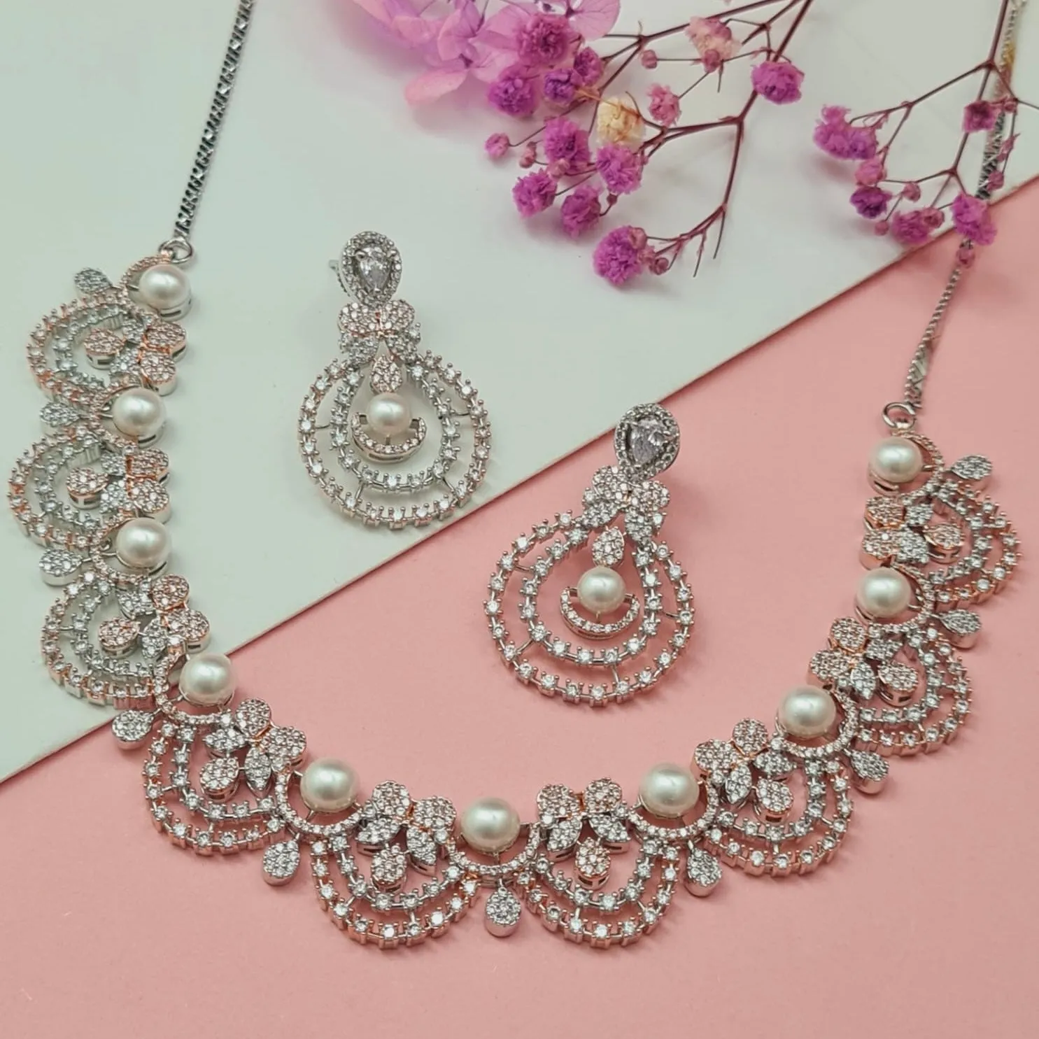 SHIPRA AMERICAN DIAMOND NECKLACE SET sold by Blossom Box Jewelry